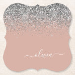 Dessous-de-verre En Papier Rose or rose rose pâle Parties scintillant argent<br><div class="desc">Rose Gold - Blush Pink and Silver Sparkle Parties scintillant Script Monogramme Nom Dessous de verre papier. Cela fait le cadeau parfait de remise de diplômes,  anniversaire,  mariage,  douche nuptiale,  anniversaire,  baby shower ou bachelorette pour quelqu'un qui aime le luxe glam et les styles chic.</div>