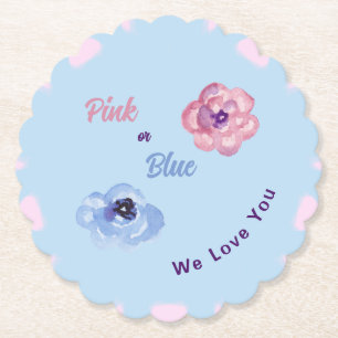 Dessous-de-verre En Papier Rose ou Bleu Nous vous aimons Aquarelle Fleurs