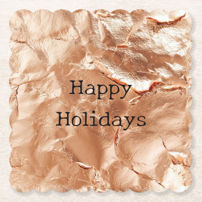 Dessous-de-verre En Papier Rose Peach Gold Glam (Devant)