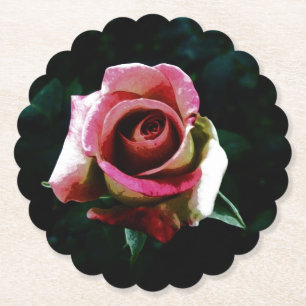 Dessous-de-verre En Papier Rose peinte à l'huile en rouge