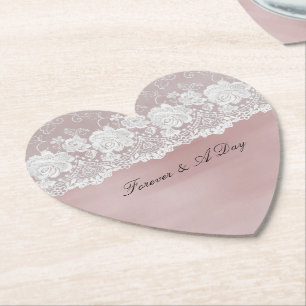 Dessous-de-verre En Papier Rose romantique Blush Rose Blanc Floral Mariage de