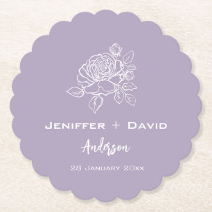 Dessous-de-verre En Papier Rose Romantique Mariage Personnalisé/ Réception de