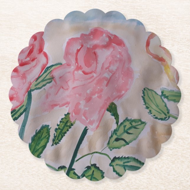 Dessous-de-verre En Papier Roses d'été Abstraits (Devant)