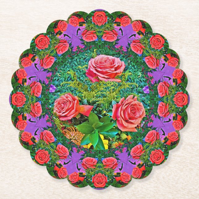 Dessous-de-verre En Papier Roses roses (Devant)
