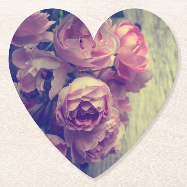 Dessous-de-verre En Papier Roses roses vintages (Devant)