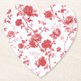 Dessous-de-verre En Papier Roses Rouges Fleurs Mariage Shower