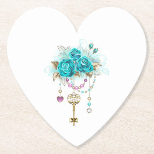 Dessous-de-verre En Papier Roses turquoise avec touches