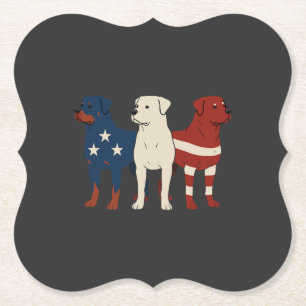 Dessous-de-verre En Papier Rottweiler 4 juillet Amoureux des chiens Hommes Dr