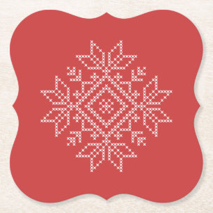Dessous-de-verre En Papier Rouge flocon de Noël art nordique