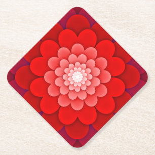 Dessous-de-verre En Papier Rouge Floral Mandala-58566