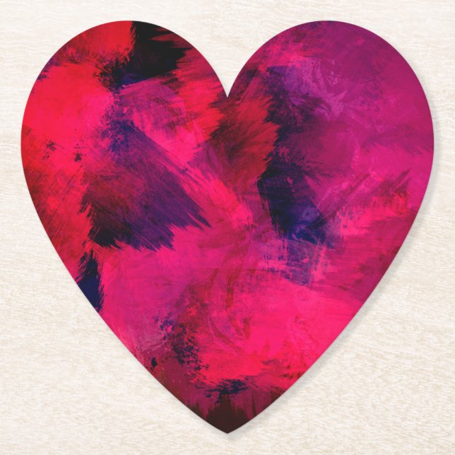 Dessous-de-verre En Papier Rouge foncé et violet Gras & Abstrait moderne (Devant)