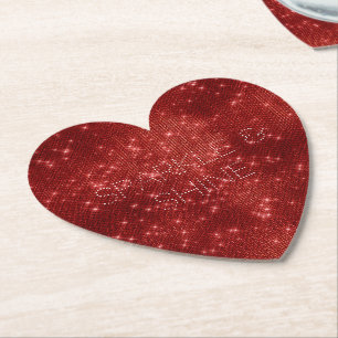 Dessous-de-verre En Papier Rouge Glitzy Chic Glam Étincelle