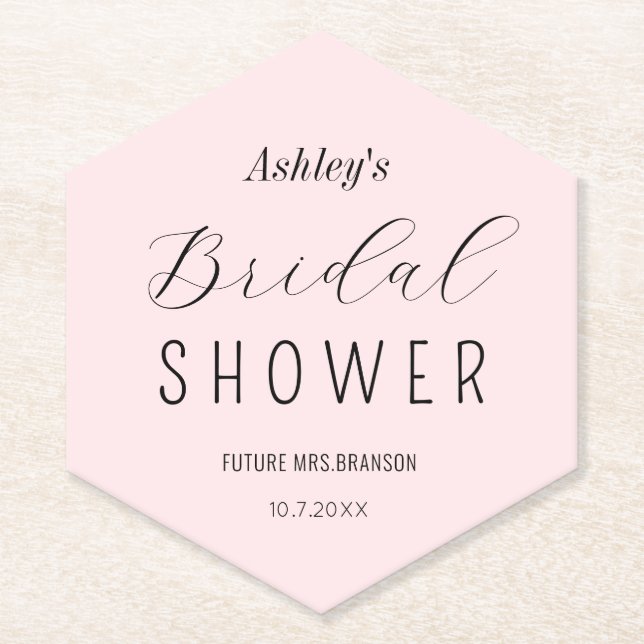 Dessous-de-verre En Papier Rouge Mariage Élégant Rose Pâle (Devant)