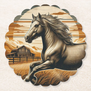 Dessous-de-verre En Papier Rouille/cheval vintage/Ouest