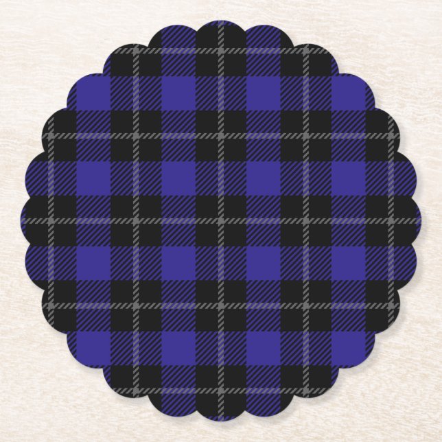 Dessous-de-verre En Papier Royal Blue Black Plaid (Devant)