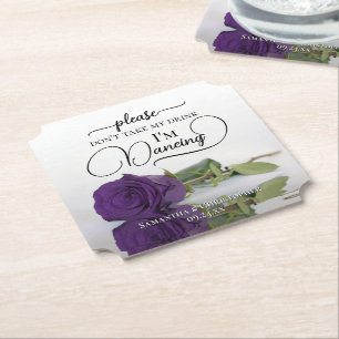 Dessous-de-verre En Papier Royal Purple Glam Rose Ne prenez pas mon Mariage d