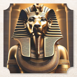 Dessous-de-verre En Papier **"Royal Rugissement : Le Lion Pharaon d'Or"**
