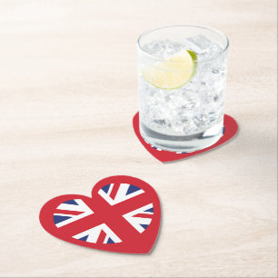 Dessous-de-verre En Papier Royaume-Uni Union Jack Flag Heart