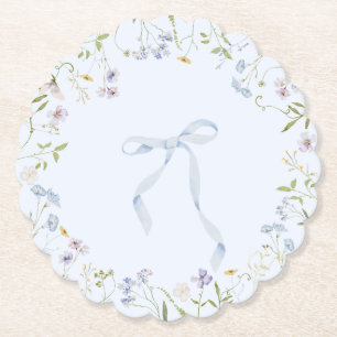 Dessous-de-verre En Papier Ruban bleu Fleur sauvage baby shower de la cornièr