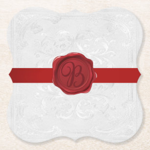 Dessous-de-verre En Papier Ruban de cire rouge avec lettre B fantaisie 