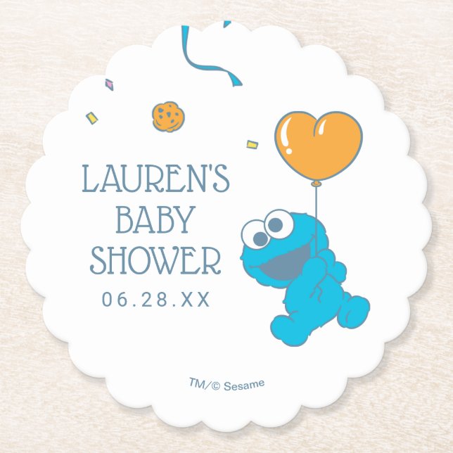 Dessous-de-verre En Papier Rue Sésame | Baby shower Monster de cookies (Devant)