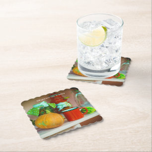 Dessous-de-verre En Papier Rustic Still Life avec un Citrouille et une Mug Ro