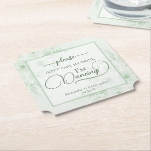 Dessous-de-verre En Papier Sage Boho Pivoines Ne Prends Pas Mon Verre Mariage