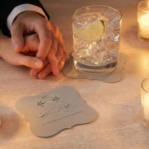 Sage Green Olive Branch Monogram Thank You Card