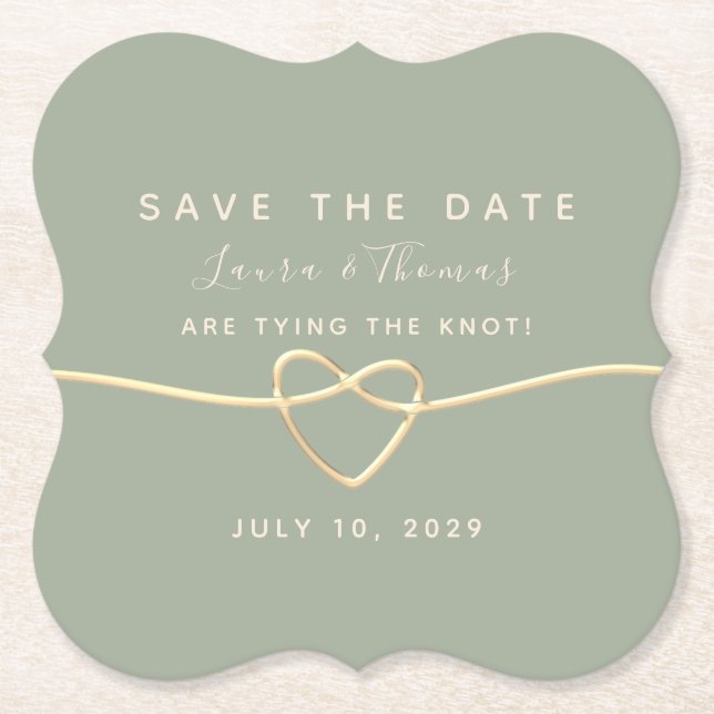 Dessous-de-verre En Papier Sage Green Wedding Enregistrer La Date Invitation (Devant)