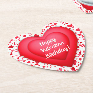 Dessous-de-verre En Papier Saint Anniversaire Rouge Confetti Coeur Personnali