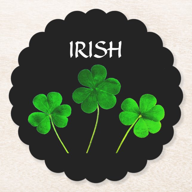 Dessous-de-verre En Papier Saint Patrick's Day Iriss Shamrocks Feuilles Green (Devant)