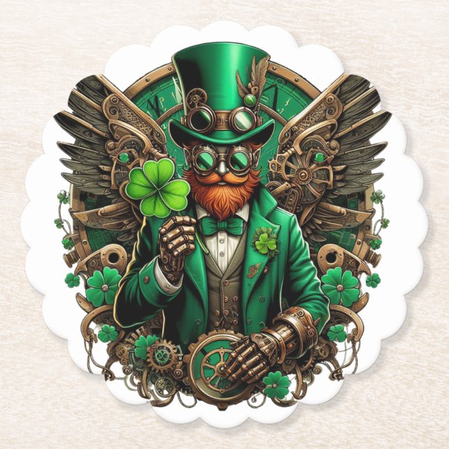 Dessous-de-verre En Papier Saint Patrick's Day trèfle à vapeur (Devant)