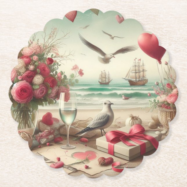 Dessous-de-verre En Papier Saint-Valentin côtière/nautique (Devant)