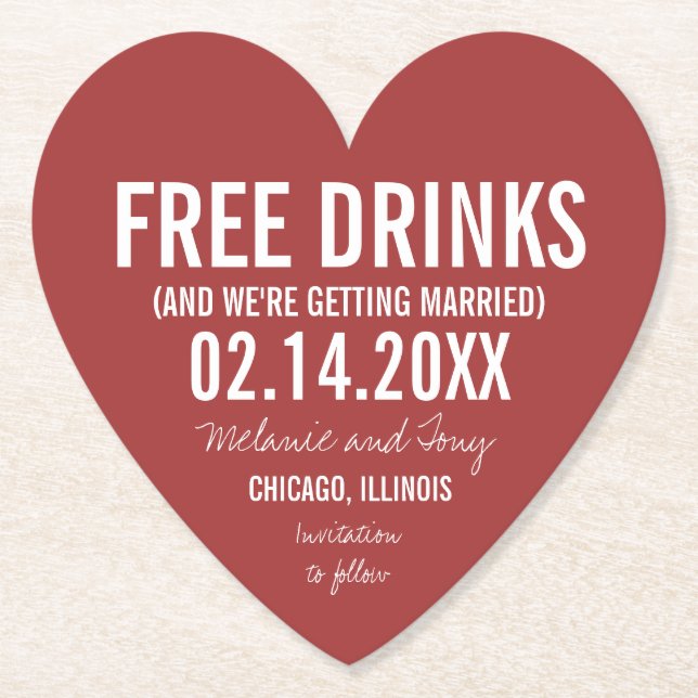 Dessous-de-verre En Papier Saint Valentin Mariage drôle Sauvez les dates (Devant)