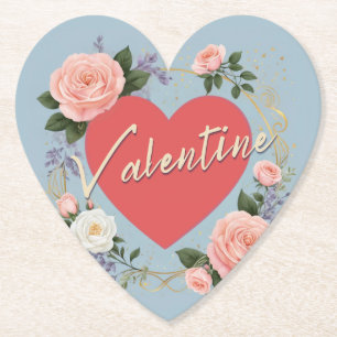 Dessous-de-verre En Papier Saint Valentin Roses roses roses romantiques Coeur