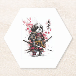 Dessous-de-verre En Papier Samurai Shih Tzu � chien guerrier épique