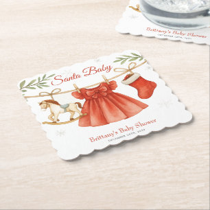 Dessous-de-verre En Papier Santa Bébé Fille de la ligne de vêtements de Noël