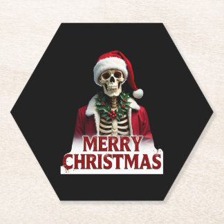 Dessous-de-verre En Papier Santa Claus Skeleton Outfit Skull Funny Christmas 