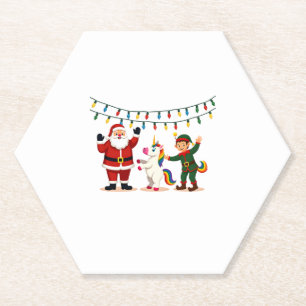 Dessous-de-verre En Papier Santa en elf dabbing licorne Noël enfants garçons