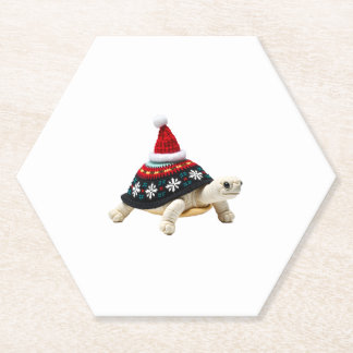 Dessous-de-verre En Papier Santa Hat Tortoise - Vintage Sea Turtle Xmas Ugly 