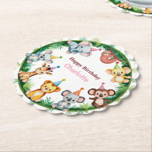 Dessous-de-verre En Papier Sauvage Tropical Une Jungle Safari Animaux Anniver
