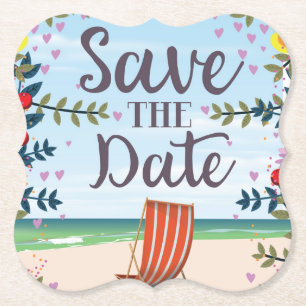 Dessous-de-verre En Papier Sauvegarder la date vintage vintage plage et trans
