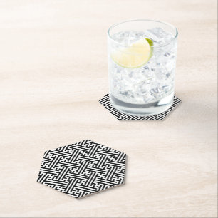 Dessous-de-verre En Papier Sayagata motif, japonais, noir et blanc