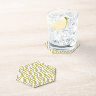 Dessous-de-verre En Papier Sayagata motif, japonais, or et blanc