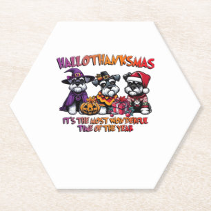 Dessous-de-verre En Papier Schnauzer Halloween Thanksgiving Noël Classique
