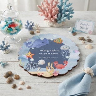 Dessous-de-verre En Papier Sea You Soon aquarelle garçon bleu animaux marins