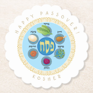 Dessous-de-verre En Papier Seder de pêche Kosher six aliments différents de