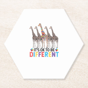 Dessous-de-verre En Papier Sensibilisation sur l'autisme Cute Giraffe Animal 