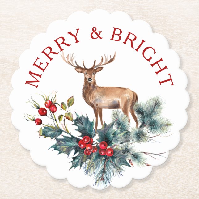 Dessous-de-verre En Papier Serment de Noël et couronne de cerfs (Devant)