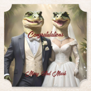 Dessous-de-verre En Papier "Serrer l'amour : une affaire Mariage crocodilienn